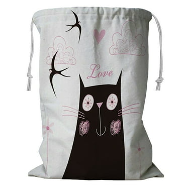 ECZJNT Cat Storage Basket Laundry Bag with Drawstring 18x24 Inch