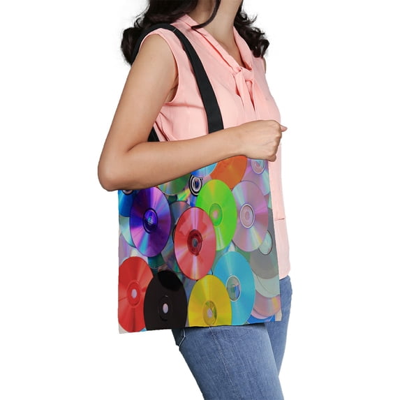 ECZJNT Cd And Dvd Color Canvas Bag Reusable Tote Grocery Shopping Bags Tote Bag 14"(W) x 16"(H)