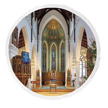 ECZJNT Choir altar Haga Church stained glass windows vault Beach Towel Beach Blanket Beach Yoga Mat