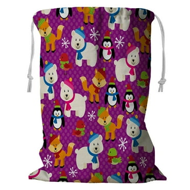 ECZJNT Christmas Themed Storage Basket Laundry Bag with Drawstring 18x24 Inch