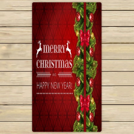 ECZJNT Christmas Tree Pine Branches Like Frame Borders Red Red Bow Beach Bath Towels Shower Towel For Home Outdoor Travel 30x56 Inch