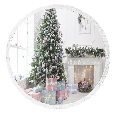 ECZJNT Christmas tree surrounded with gifts Beach Towel Beach Blanket Beach Yoga Mat