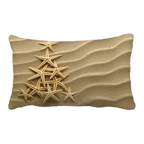 ECZJNT Christmass Tree From Shells On Sand Pillow Case Cover Set 20x30 Inch