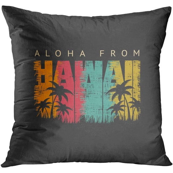 ECZJNT Colorful Beach on The of Surf and Surfing Slogan Aloha from Hawaii Grunge Design Graphics Surfboard Throw Pillowcase Cover Cushion Case Home Decor 16x16 inch