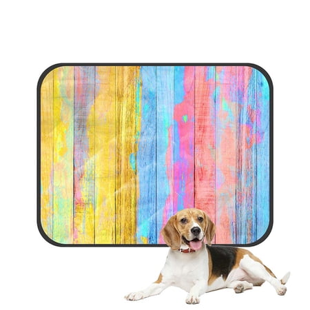 ECZJNT Colorful Painted Wooden Texture Pet Dog Cat Bed Pee Pads Mat Cushion Potty Dogsblankets Crate Bed Kennel 25x30 inch