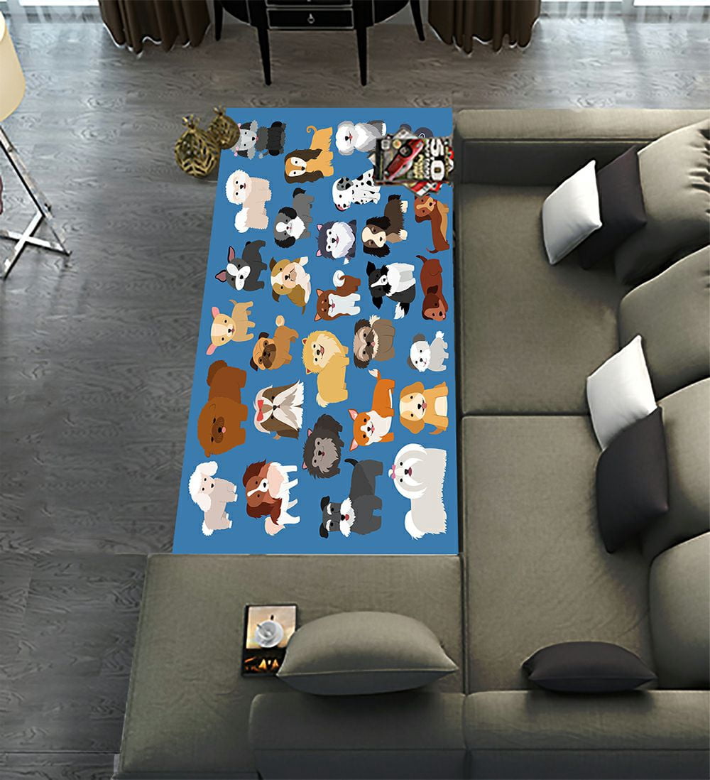 ECZJNT Cute Dog Puppy Set Runner Rug 4 x 12ft Long Area Rug Carpet for ...