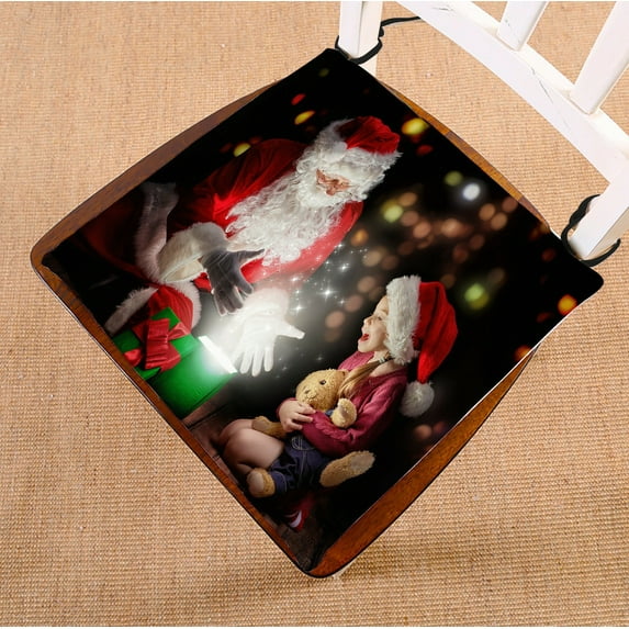 ECZJNT Cute Little Girl Santa Claus Opening Magic Gift Box seat pad chair pads seat cushion 18x18 Inch