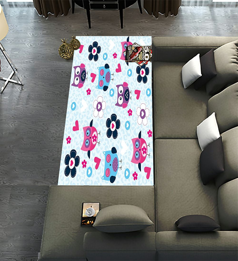 ECZJNT Cute Owl Pattern Runner Rug 4 x 12ft Long Area Rug Carpet for ...