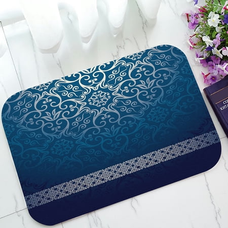 ECZJNT Damask Background Luxury Blue Design Welcome Doormat Bath Mat Rug Entrance Rug Floor Mats 23.6x15.7 inch