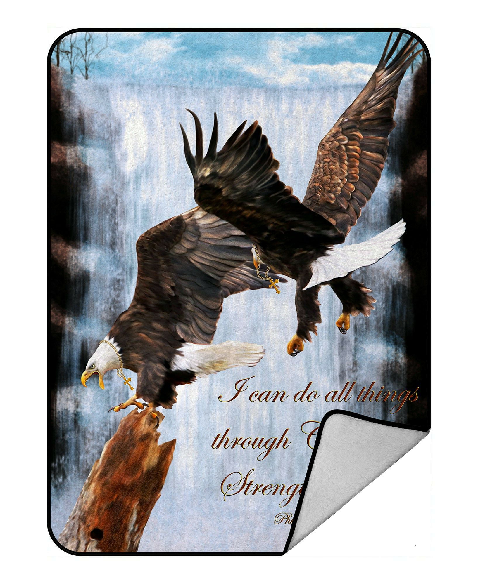 ECZJNT Eagles with Bible Verse Painting Throw Blanket Fleece Blankets