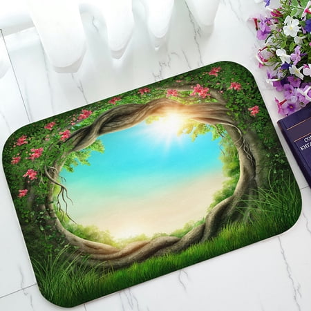 ECZJNT Enchanted dark forest at spring Doormat Bath Mat Rug Entrance Rug Floor Mats 23.6x15.7 Inch