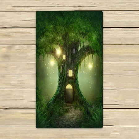ECZJNT Fantasy Tree House In Forest Beach Bath Towels Shower Towel For Home Outdoor Travel 16x28 Inch