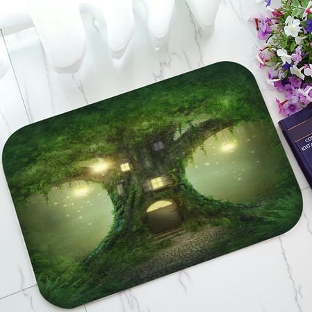 ECZJNT Fantasy Tree House In Forest Welcome Doormat Bath Mat Rug Entrance Rug Floor Mats 23.6x15.7 inch