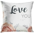 thumbnail image 1 of ECZJNT Floral Pink Peach Garden Rose White Peony Flower Dusty Miller Silver Leaves Agonis Mix Bouquet Greeting Throw Pillowcase Cover Cushion Case Home Decor 20x20 inch, 1 of 1
