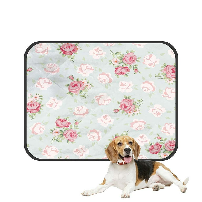 ECZJNT Floral Vintage Pattern Shabby Chic Rose Pet Dog Cat Bed Pee