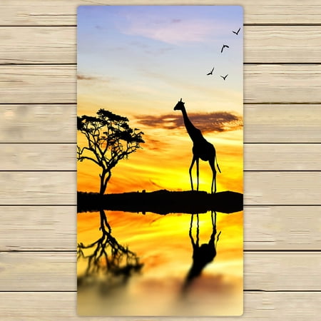 ECZJNT Giraffe at Lake Beach Bath Towels Shower Towel For Home Outdoor Travel 30x56 Inch