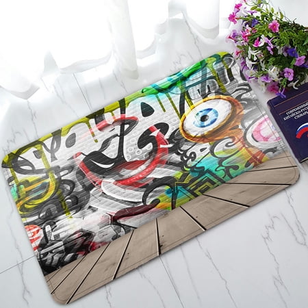 ECZJNT Graffiti On Wall Welcome Doormat Bath Mat Rug Entrance Rug Floor Mats 30x18 inch