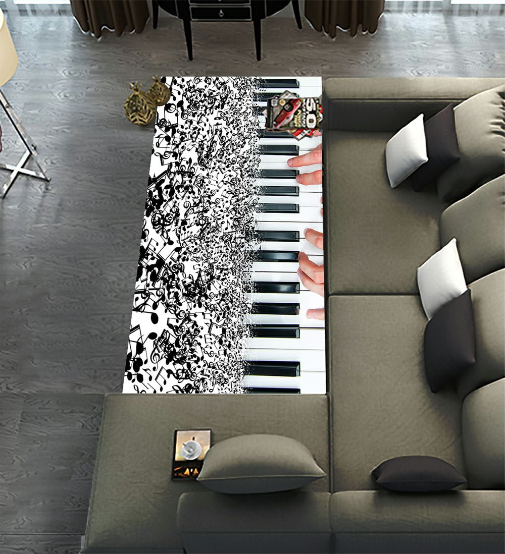 ECZJNT Hands Playing Piano Music Notes Runner Rug 3.3 x 7ft Long Area ...