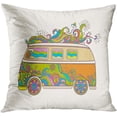 thumbnail image 1 of ECZJNT Hippie Vintage Car Mini Van Love and Music with Hand Written Fonts Doodle and Hippy Color Retro 1960S 60S Throw Pillowcase Cover Cushion Case Home Decor 20x20 inch, 1 of 1