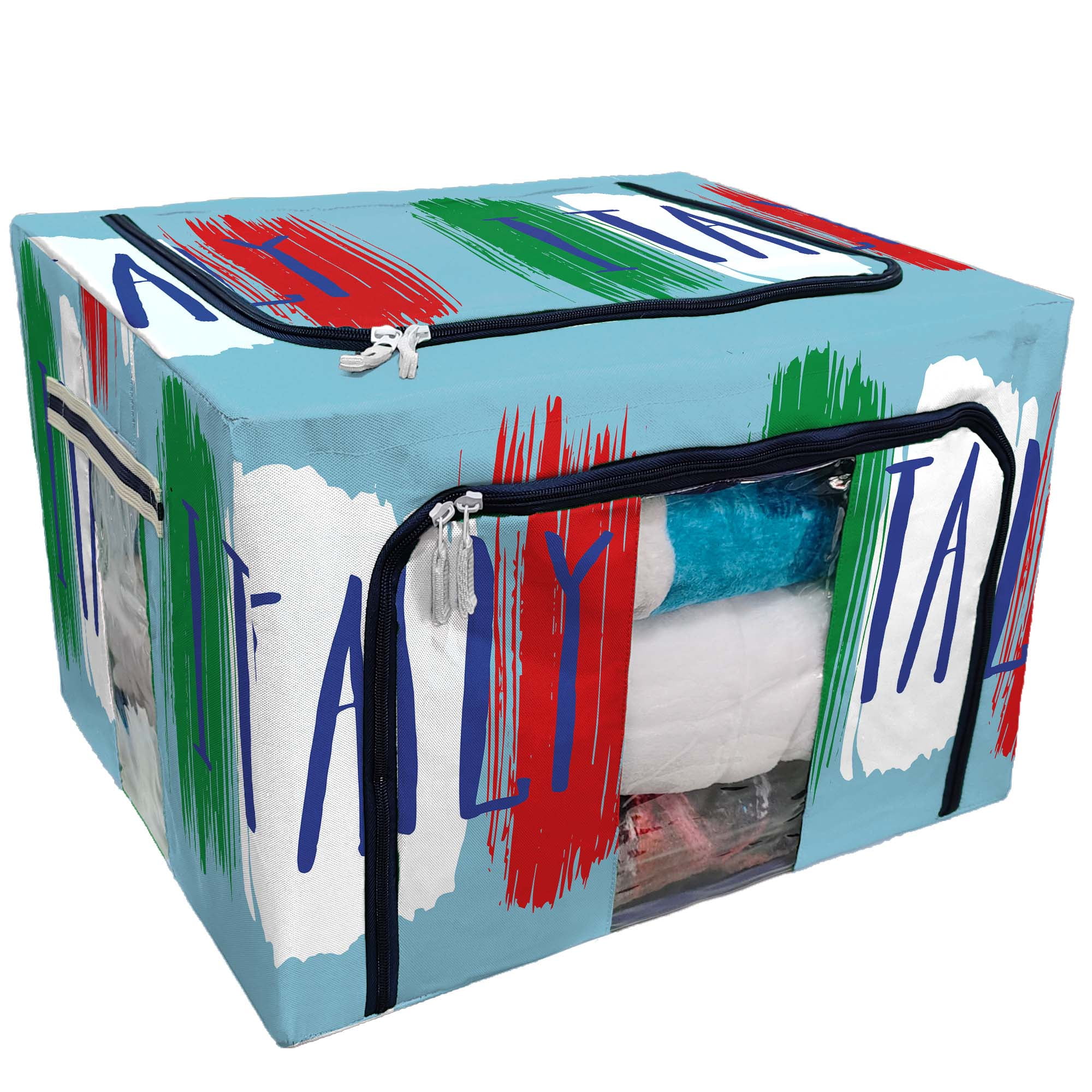 ECZJNT Italian flag Storage Bag Clear Window Storage Bins Boxes Large ...