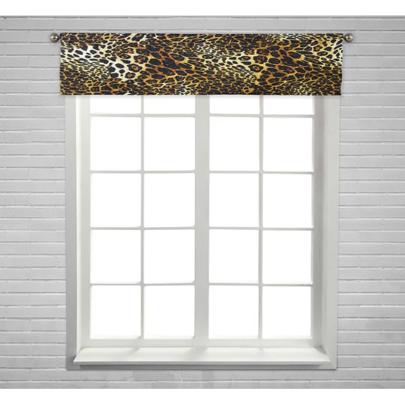 ECZJNT Leopard skin Window Curtain Valance Rod Pocket Size 54x12 Inch
