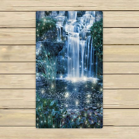 ECZJNT Magic night waterfall scene Beach Bath Towels Shower Towel For Home Outdoor Travel 16x28 Inch