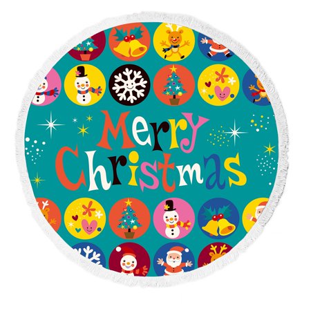 ECZJNT Merry Christmas Retro Style Beach Towel Beach Blanket Beach Yoga Mat