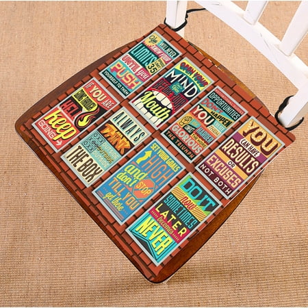 ECZJNT Motivational Quotes Calligraphic Typographic Elements seat pad chair pads seat cushion 18x18 Inch