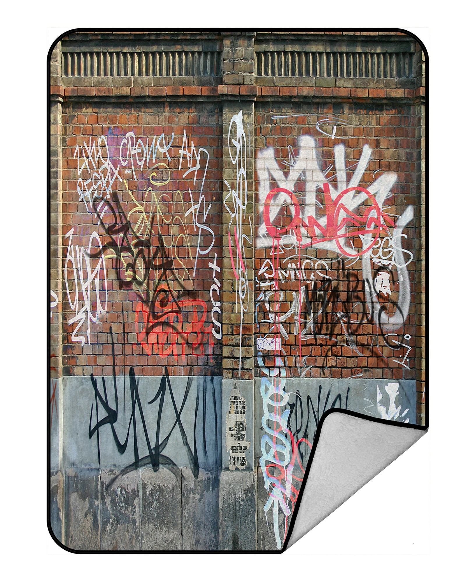 ECZJNT Old Brick Wall Lots Graffiti Throw Blanket Fleece Blankets Plush