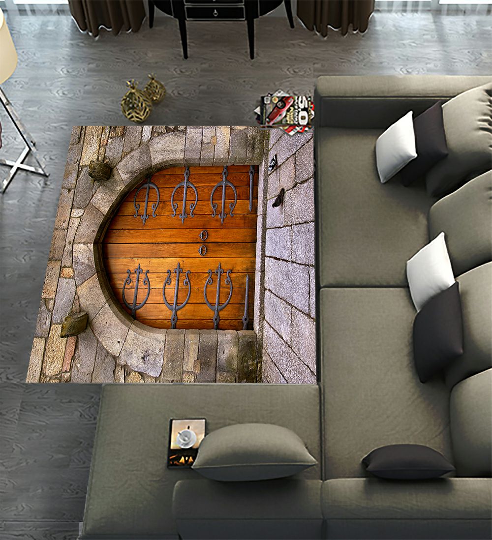 Knight Castle Rug ECZJNT Old Wooden Door Iron Ornaments Medieval Castle Area Rugs 5 x 7ft ...