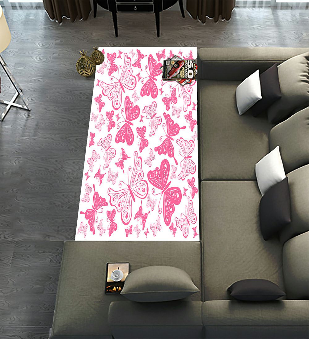 Butterfly Runner Rug ECZJNT Pink Butterfly Runner Rug 2 x 10ft Long Area Rug Carpet for ...