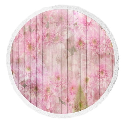 ECZJNT Pink Flowers Wood Texture Blur Soft Focus Style Beach Towel Beach Blanket Beach Yoga Mat