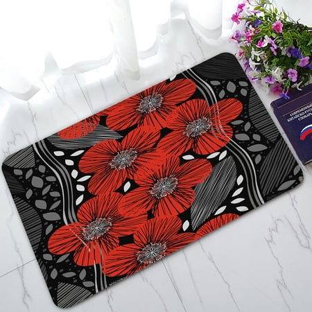ECZJNT Poppies Floral Welcome Doormat Bath Mat Rug Entrance Rug Floor Mats 30x18 inch