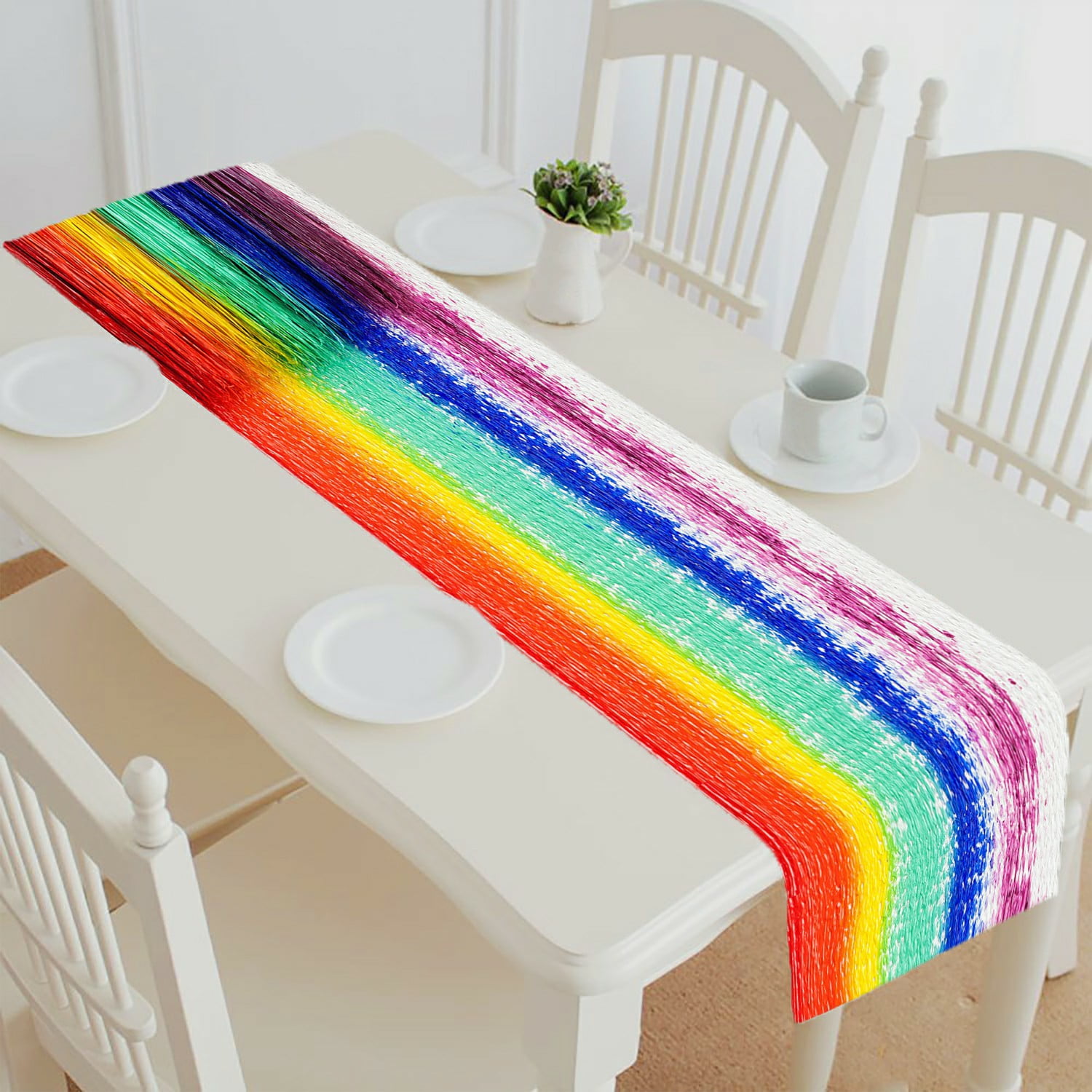 ECZJNT Rainbow table runner table cloth tea table cloth 14x72 inch