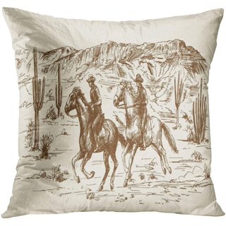 Decorative Throw Lumbar Pillow Cover Rural Wild Western Mexican Hunt West  Desert Cowboy Riding Hand Travel Man Silhouette Nature People Soft Velvet