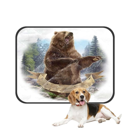 ECZJNT Raster Of A Aggressive Bear Ribbon Frame Pet Dog Cat Bed Pee Pads Mat Cushion Potty Dogs Blankets Crate Bed Kennel 14x18 inch