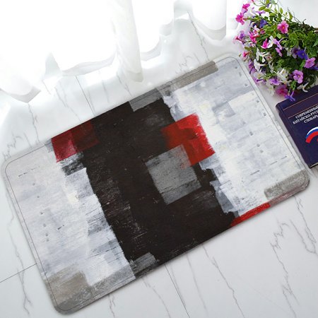 ECZJNT Red and Grey Abstract Art Painting Welcome Doormat Bath Mat Rug Entrance Rug Floor Mats 30x18 inch