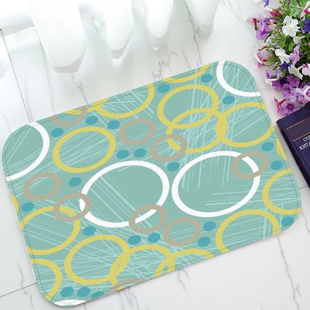 ECZJNT Retro Circles White Green Gray Turquoise Background Welcome Doormat Bath Mat Rug Entrance Rug Floor Mats 23.6x15.7 inch