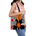 thumbnail image 1 of ECZJNT Retro Floral 1960S Grey Red Pink Orange Black White Canvas Bag Reusable Tote Grocery Shopping Bags Tote Bag 14"(W) x 16"(H), 1 of 2