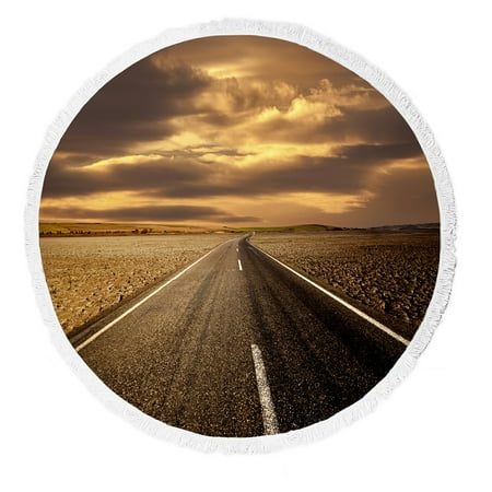 ECZJNT Road Dry Land Golden Sky Beach Towel Beach Blanket Beach Yoga Mat