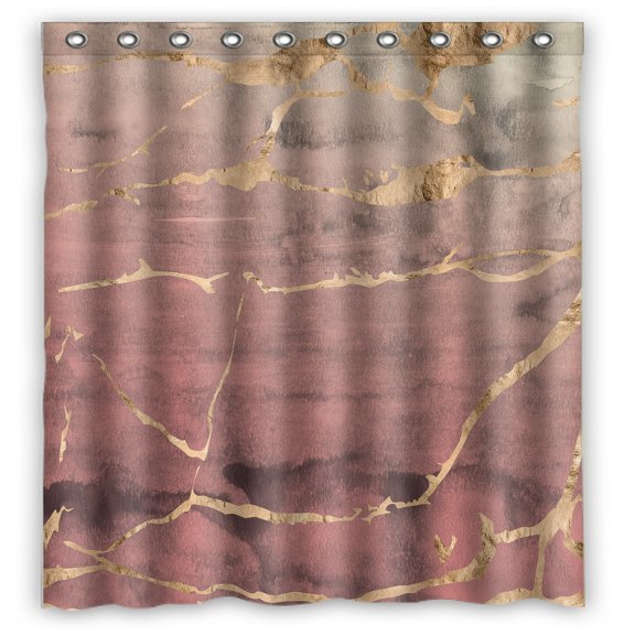 ECZJNT Rose gold metallic marble Shower Curtain And Hooks For Home Decor 66x72 Inch