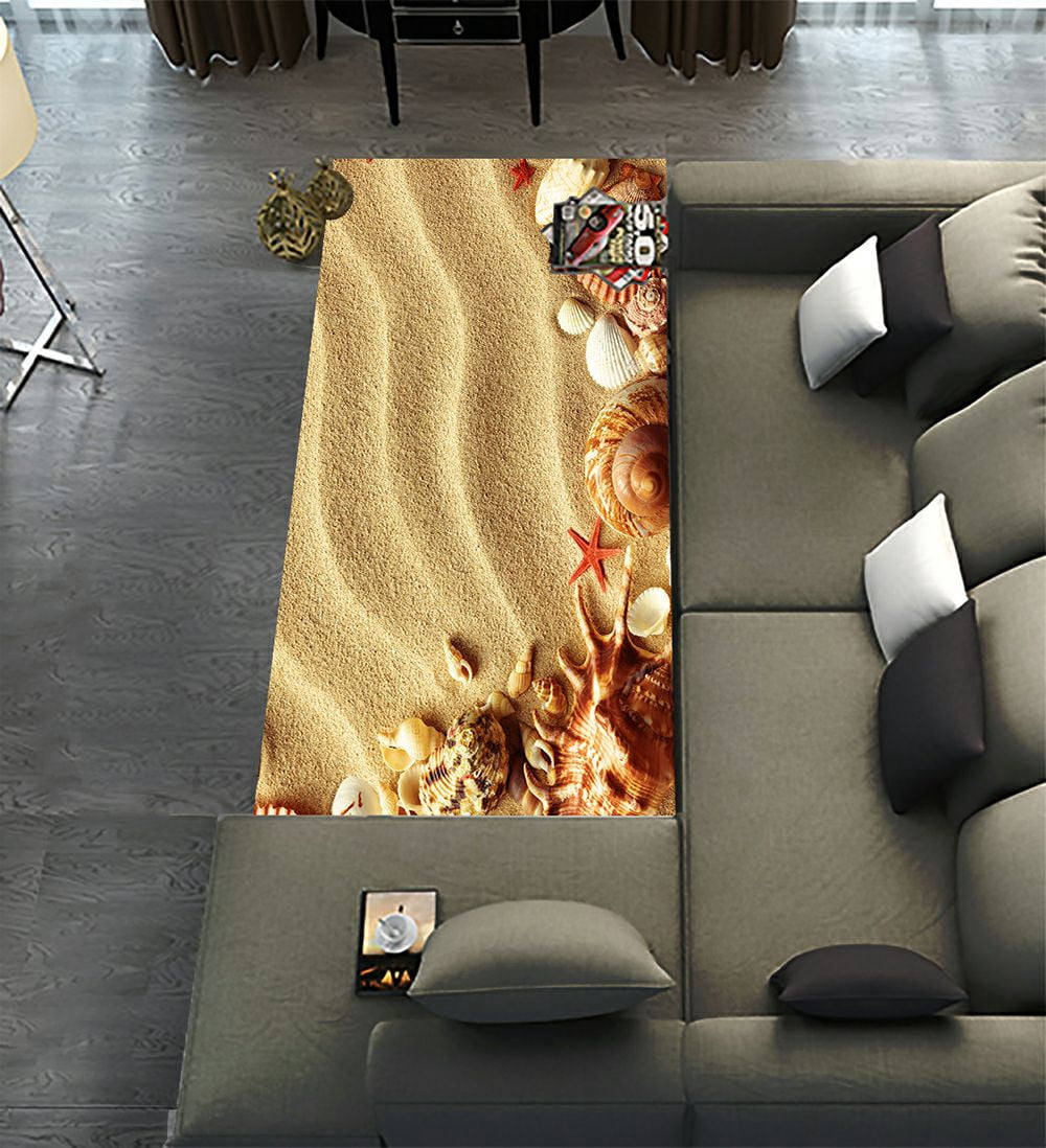 ECZJNT Sea Shells Sand Runner Rug 4 x 10ft Long Area Rug Carpet for ...