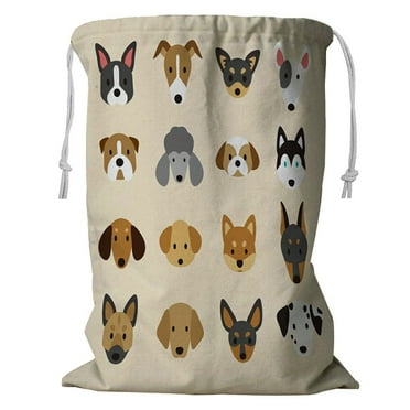 ECZJNT Set of breeds of dog Storage Basket Laundry Bag with Drawstring 18x24 Inch