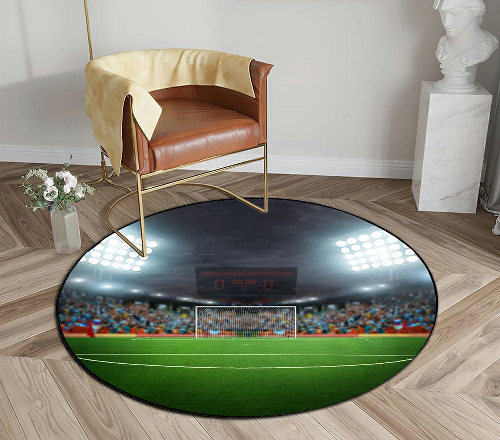 ECZJNT Stadium Abstract Football Soccer Round Area Rugs Diameter 6 x ...