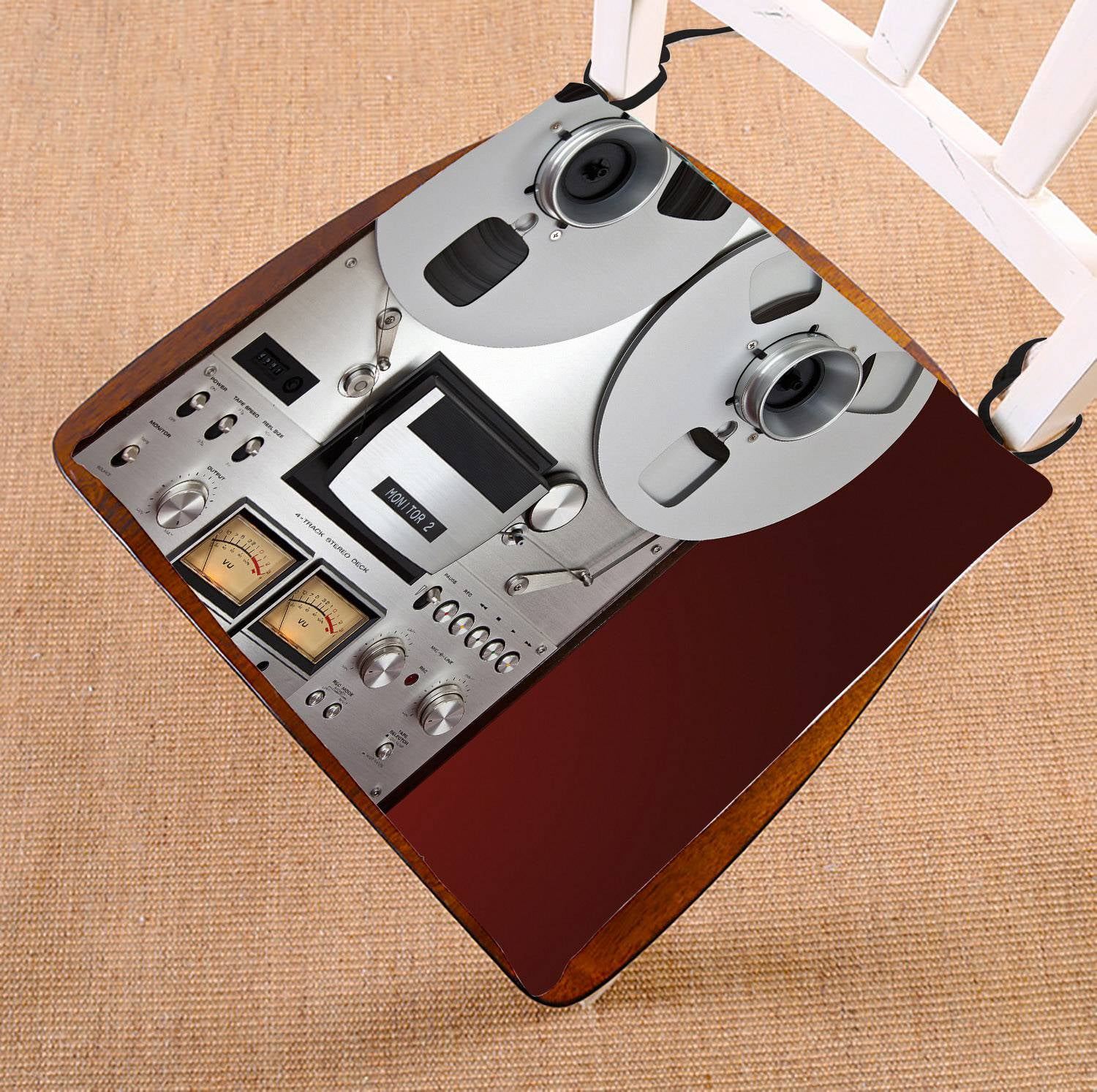 ECZJNT Stereo Open Reel Tape Deck Recorder Vintage Device seat pad chair  pads seat cushion 16x16 Inch 