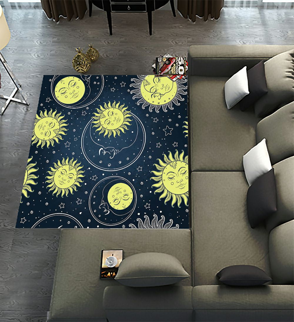 ECZJNT Sun Moon Stars Children Astronomy Astrology Area Rugs 6 x 8ft ...