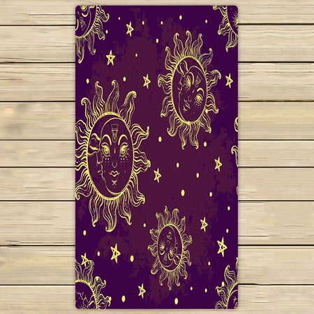 ECZJNT Sun moon Elegant Tattoo Alchemy astrology magic Beach Bath Towels Shower Towel For Home Outdoor Travel 30x56 Inch