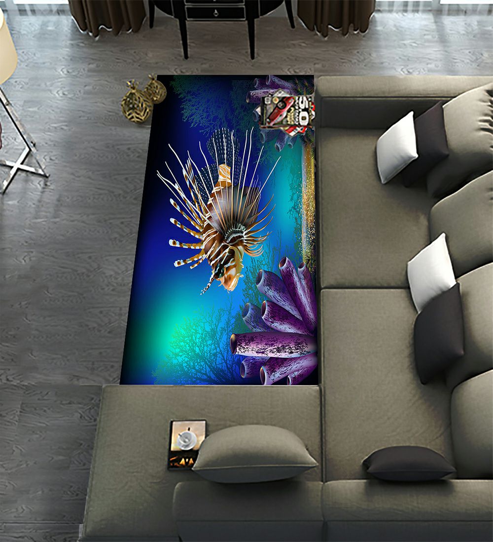 ECZJNT The Underwater World Fish Plants Runner Rug 1.3 x 7ft Long Area ...