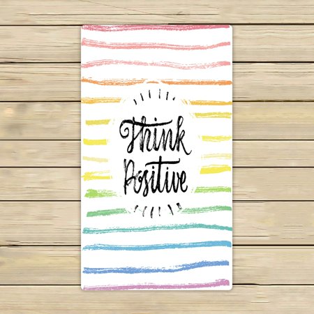 ECZJNT Think Positive Hand Lettering Quote Rainbow Beach Bath Towels Shower Towel For Home Outdoor Travel 16x28 Inch