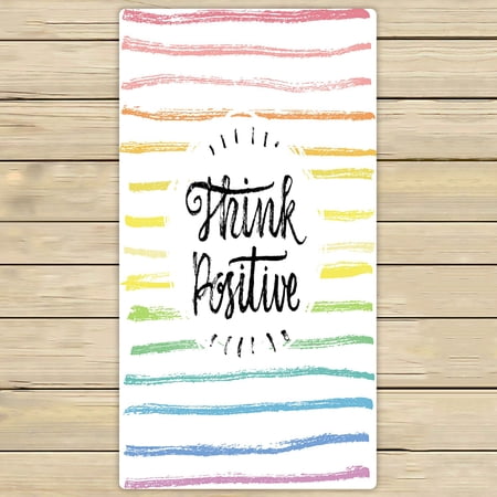 ECZJNT Think Positive Hand Lettering Quote Rainbow Beach Bath Towels Shower Towel For Home Outdoor Travel 30x56 Inch